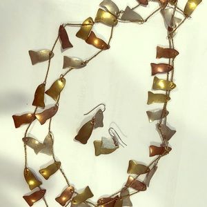Copper, Brass and Silver Fish Necklace/Earrings